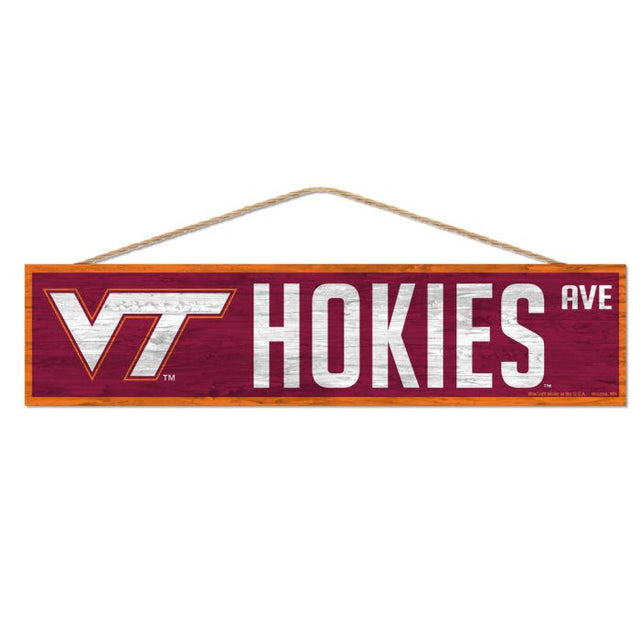 Virginia Tech Hokies Wood Sign-with Rope 4" x 17"