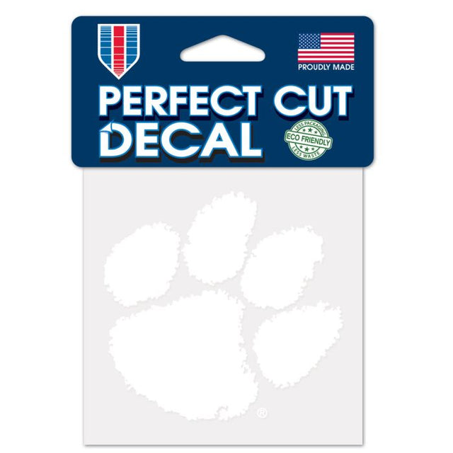 Clemson Tigers Perfect Cut White Decal 4" x 4"