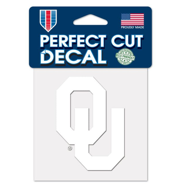 Oklahoma Sooners Perfect Cut White Decal 4" x 4"