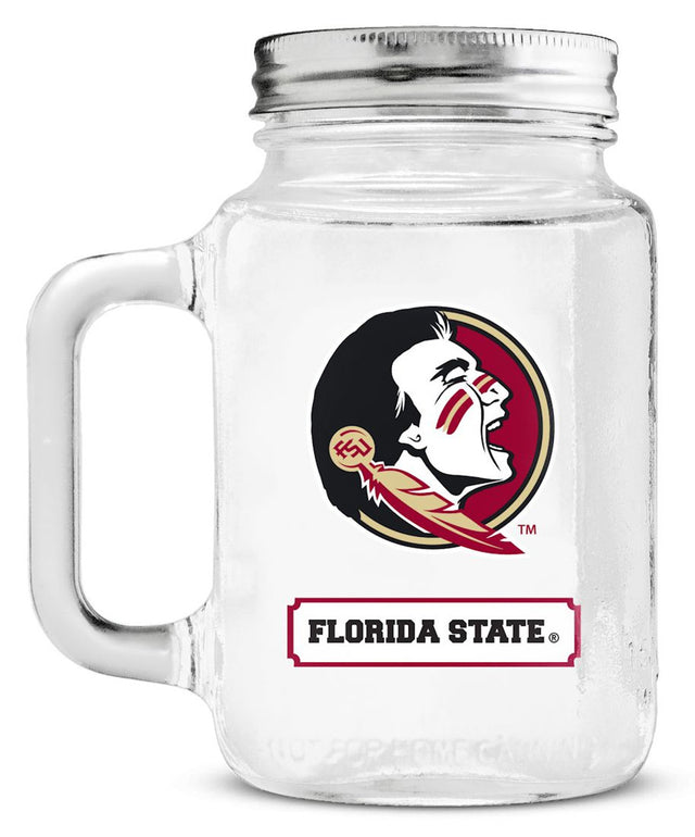 Florida State Seminoles Mason Jar Glass With Lid