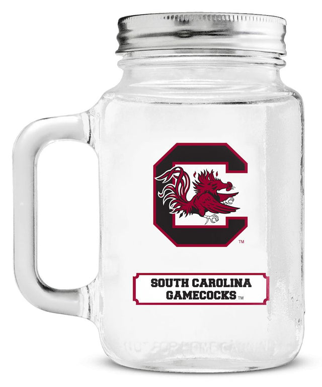 South Carolina Gamecocks Mason Jar Glass With Lid