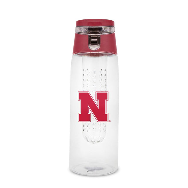 Botella deportiva de plástico de 24 oz con infusor de los Nebraska Cornhuskers