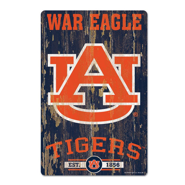 Letrero de madera de 11 x 17 de los Auburn Tigers con diseño de eslogan