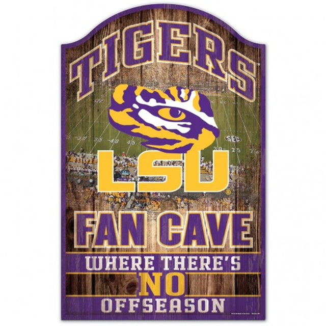 Letrero de madera de 11 x 17 de los LSU Tigers con diseño de cueva para fanáticos