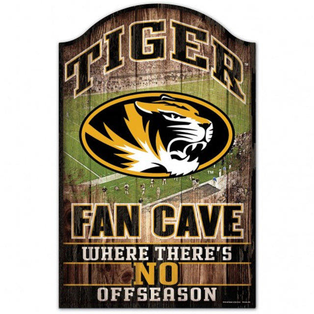 Letrero de madera de 11 x 17 de los Missouri Tigers, diseño de cueva para fanáticos