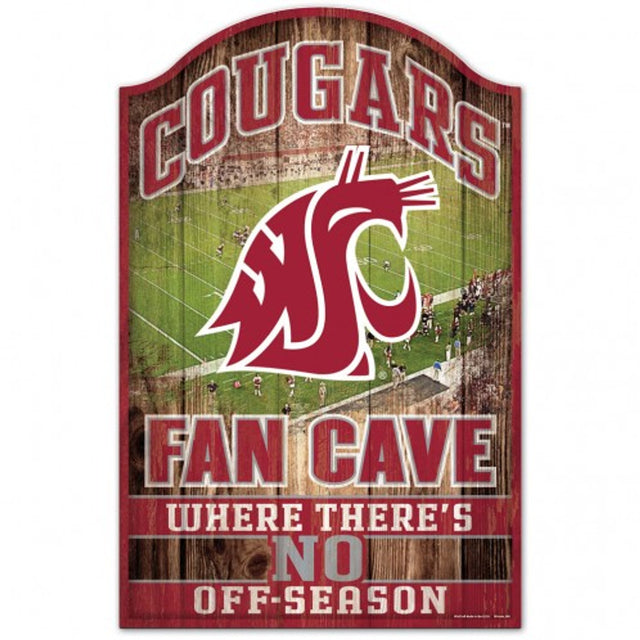 Letrero de madera de 11 x 17 pulgadas de los Washington State Cougars con diseño de cueva