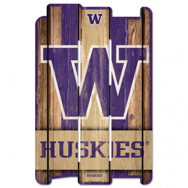 Letrero de Washington Huskies de 11 x 17 cm estilo valla de madera