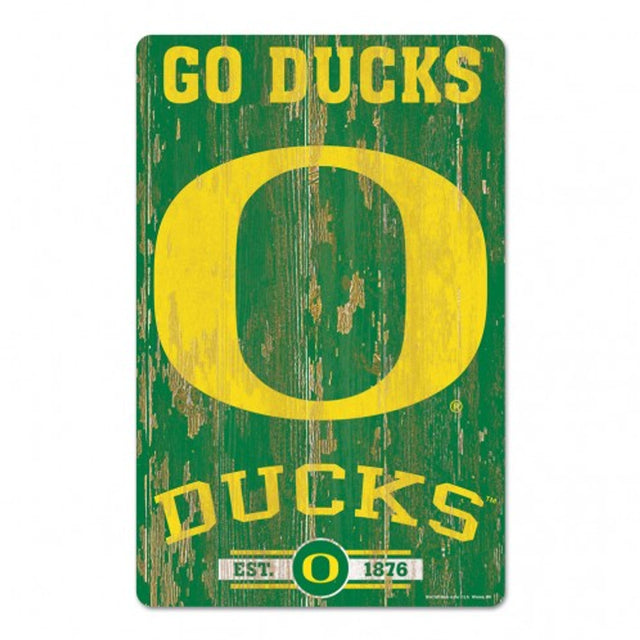 Letrero de madera de 11 x 17 de Oregon Ducks con diseño de eslogan