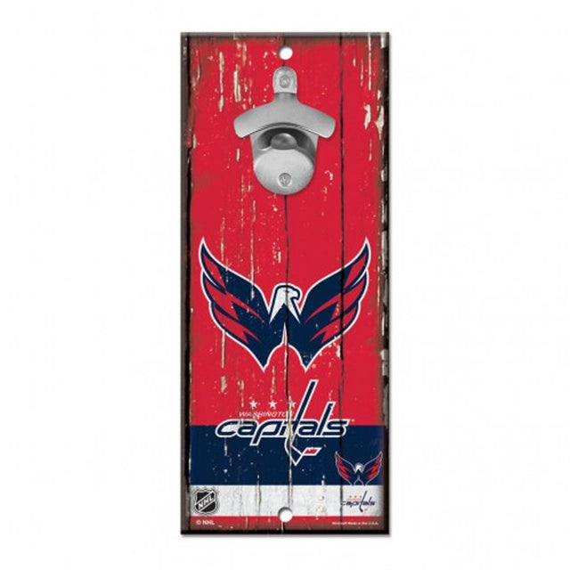 Abridor de botellas de madera de 5 x 11 con letrero de Washington Capitals