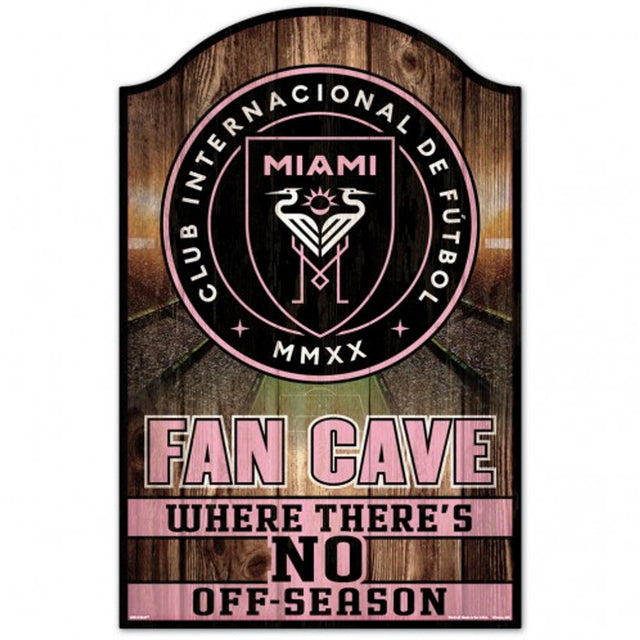 Letrero de madera de 11 x 17 del Inter Miami CF, diseño de cueva para fanáticos