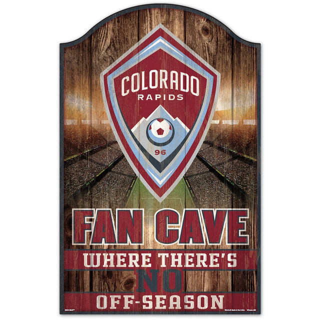 Letrero de Colorado Rapids de 11 x 17 pulgadas con diseño de cueva de abanico de madera