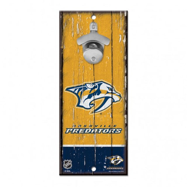 Abridor de botellas de madera de 5 x 11 pulgadas con letrero de los Nashville Predators