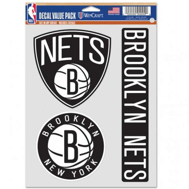 Paquete de 3 calcomanías multiusos para fanáticos de los Brooklyn Nets