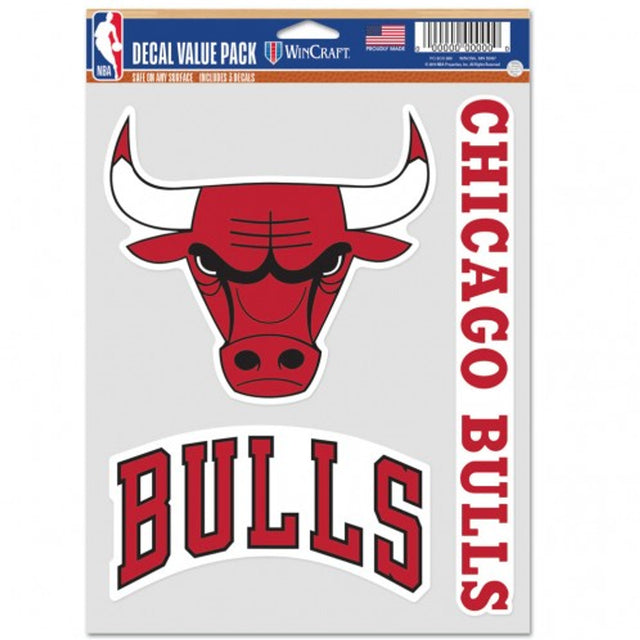 Paquete de 3 calcomanías multiusos para fanáticos de los Chicago Bulls