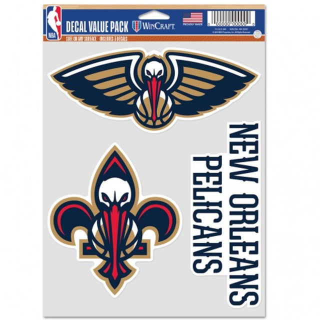 Paquete de 3 calcomanías multiusos para fanáticos de los New Orleans Pelicans