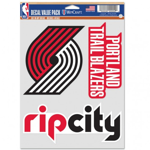 Calcomanía multiusos para fanáticos de Portland Trail Blazers, paquete de 3