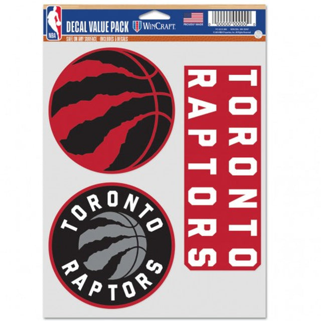 Paquete de 3 calcomanías multiusos para fanáticos de Toronto Raptors