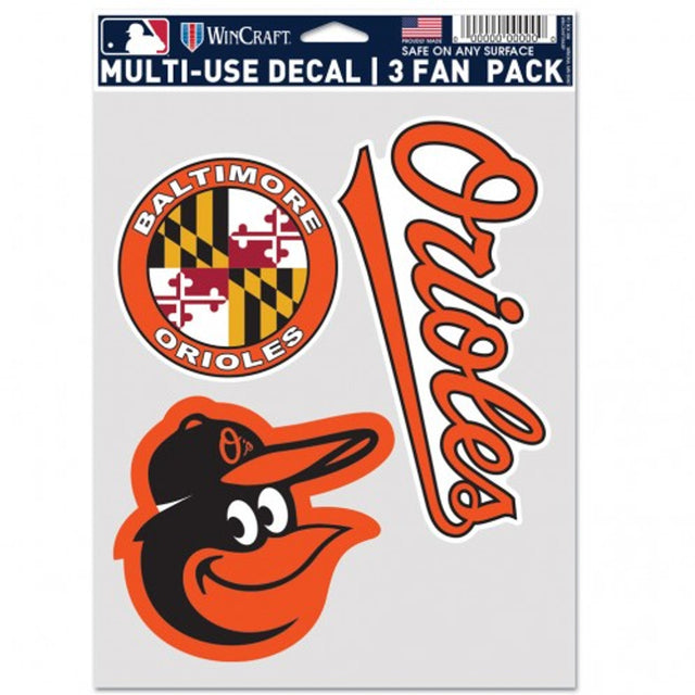 Paquete de 3 calcomanías multiusos para fanáticos de los Baltimore Orioles