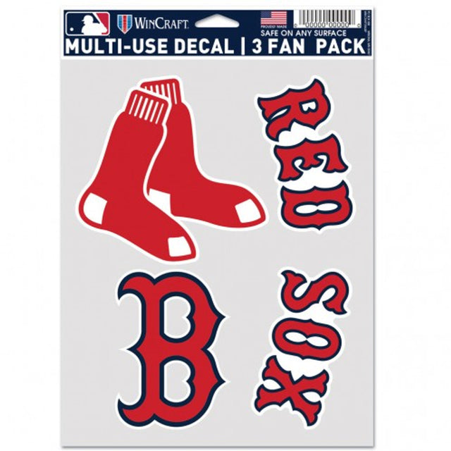 Paquete de 3 calcomanías multiusos de los Boston Red Sox para fanáticos