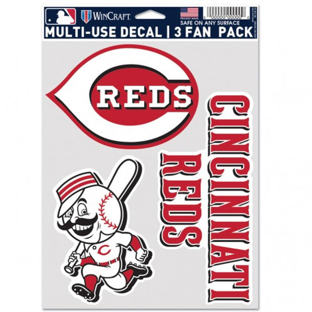 Paquete de 3 calcomanías multiusos para fanáticos de Cincinnati Reds