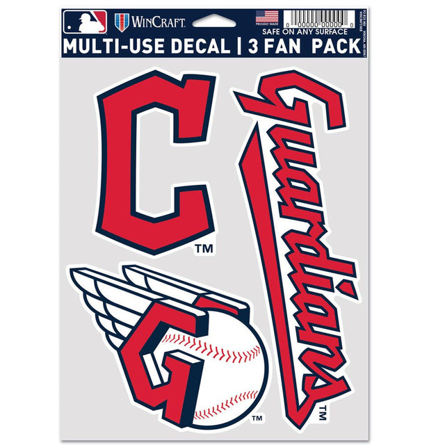 Paquete de 3 calcomanías multiusos para fanáticos de Cleveland Guardians