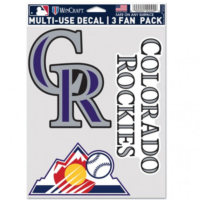 Calcomanía multiusos de Colorado Rockies para fanáticos, paquete de 3