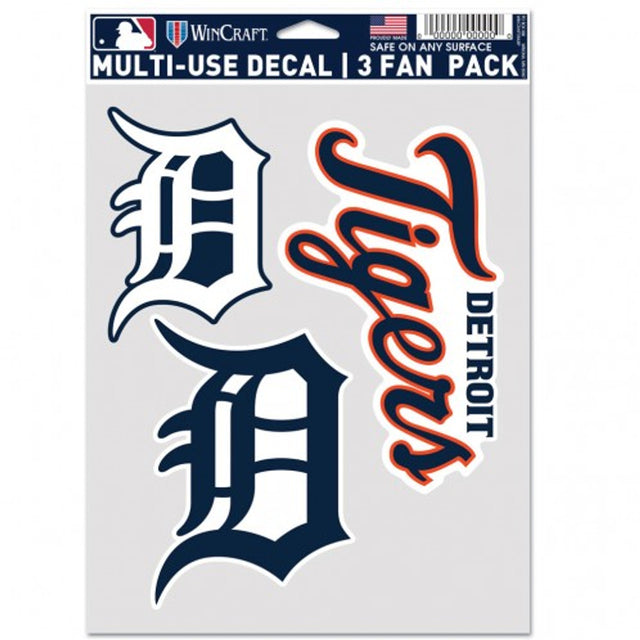 Paquete de 3 calcomanías multiusos para fanáticos de los Detroit Tigers