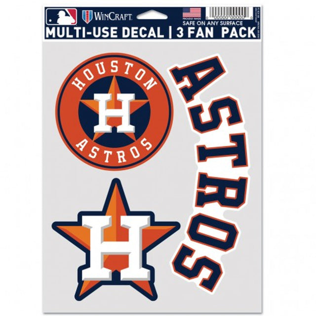 Paquete de 3 calcomanías multiusos para fanáticos de los Houston Astros