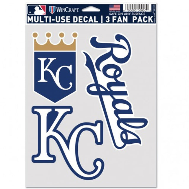 Paquete de 3 calcomanías multiusos para fanáticos de Kansas City Royals