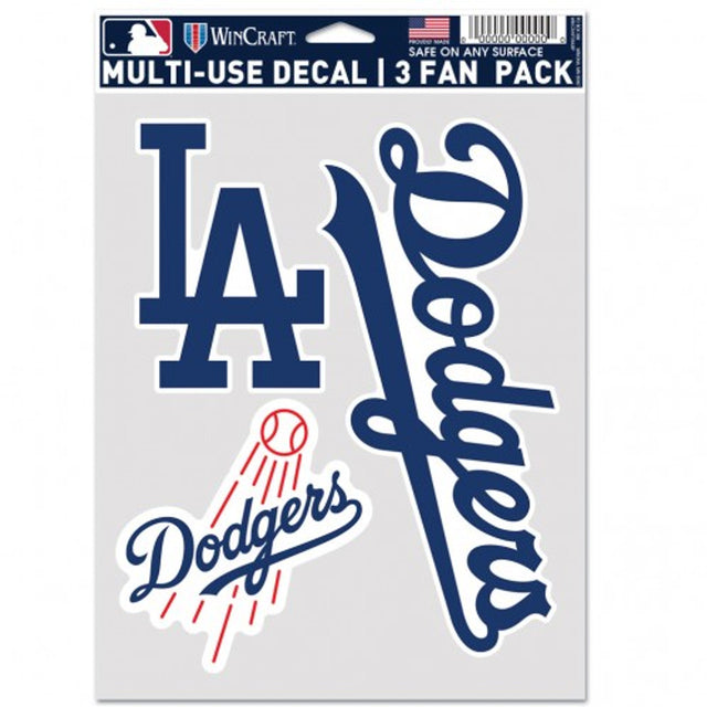 Paquete de 3 calcomanías multiusos para fanáticos de Los Angeles Dodgers