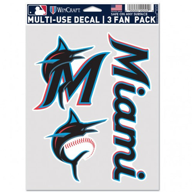 Miami Marlins Decal Multi Use Fan 3 Pack