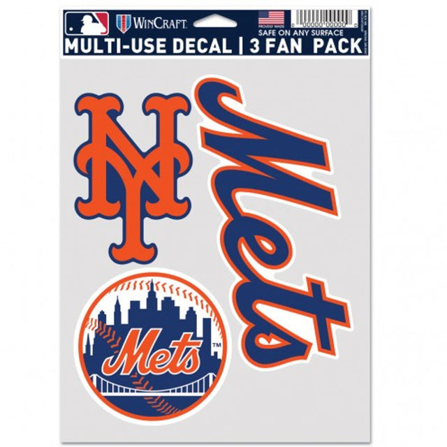 Paquete de 3 calcomanías multiusos para fanáticos de los New York Mets