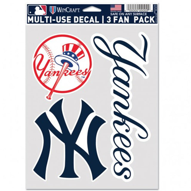 Paquete de 3 calcomanías multiusos para fanáticos de los New York Yankees