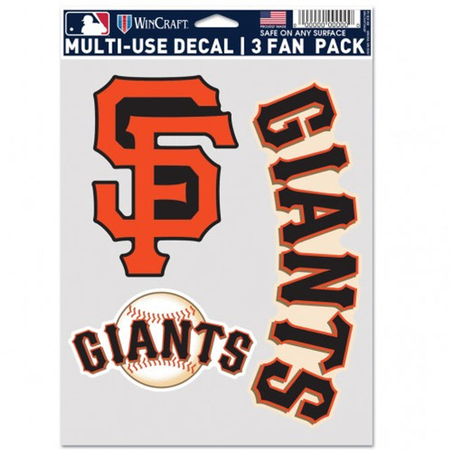 Paquete de 3 calcomanías multiusos para fanáticos de los San Francisco Giants