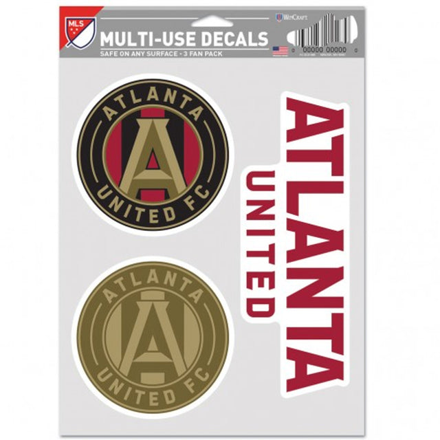 Paquete de 3 calcomanías multiusos para fanáticos del Atlanta United FC