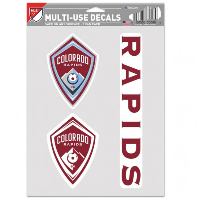 Calcomanía multiusos para fanáticos de Colorado Rapids, paquete de 3