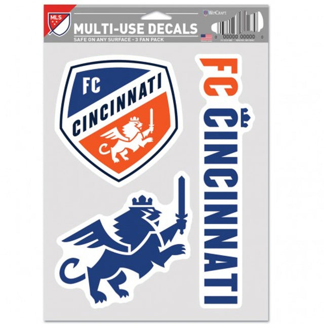 Paquete de 3 calcomanías multiusos para fanáticos del FC Cincinnati