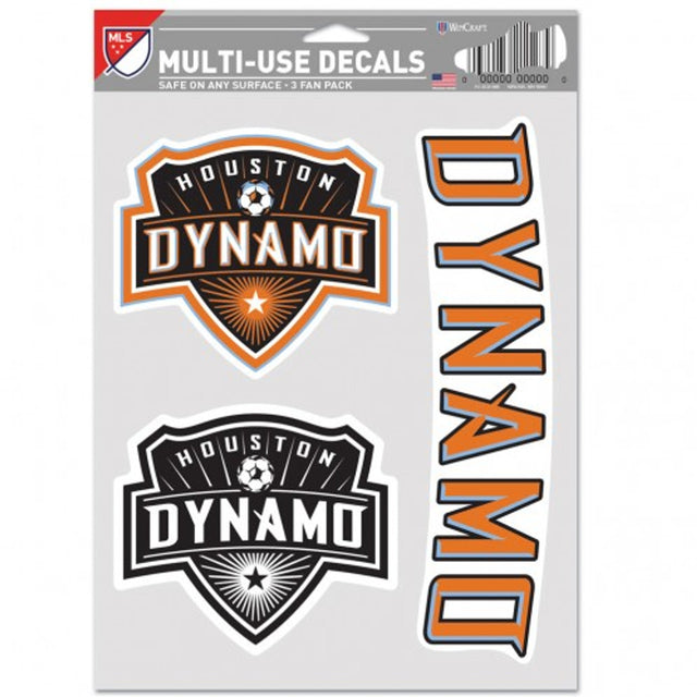 Paquete de 3 calcomanías multiusos para fanáticos del Houston Dynamo