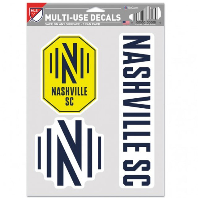 Paquete de 3 calcomanías multiusos para fanáticos de Nashville SC