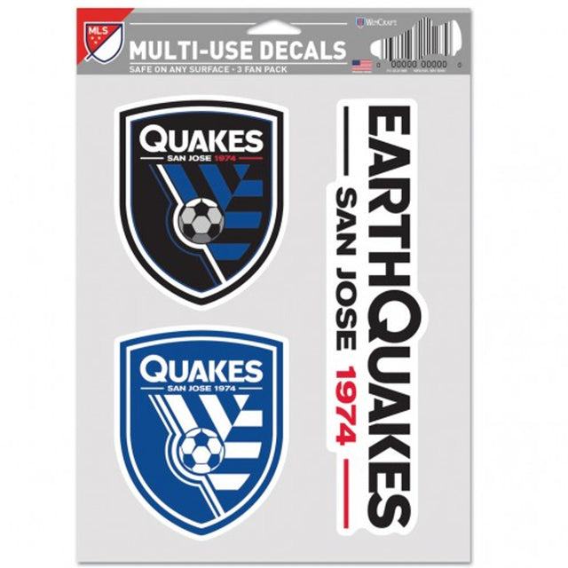 Paquete de 3 calcomanías multiusos para fanáticos de San Jose Earthquakes