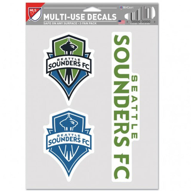 Calcomanías multiusos para fanáticos del Seattle Sounders FC, paquete de 3