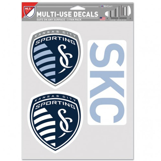 Paquete de 3 calcomanías multiusos para fanáticos del Sporting Kansas City