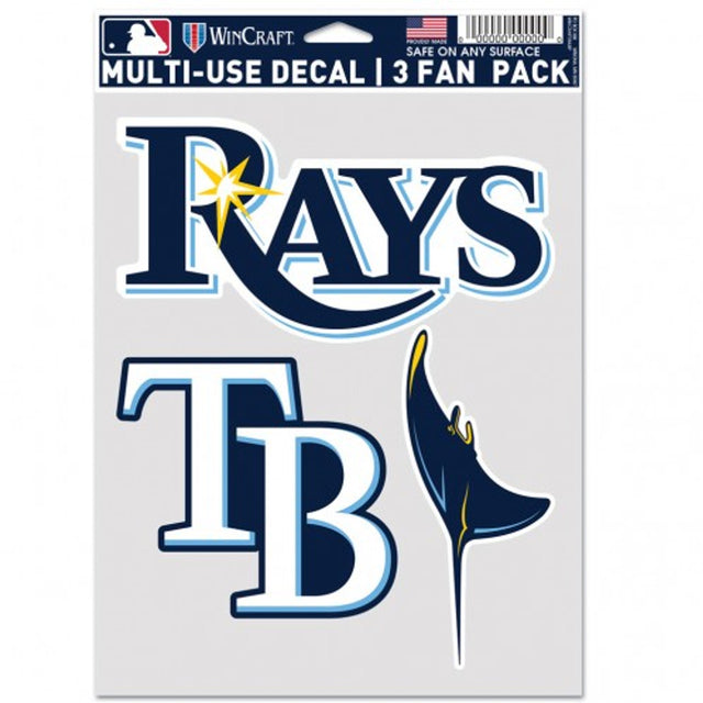 Paquete de 3 calcomanías multiusos para fanáticos de los Tampa Bay Rays