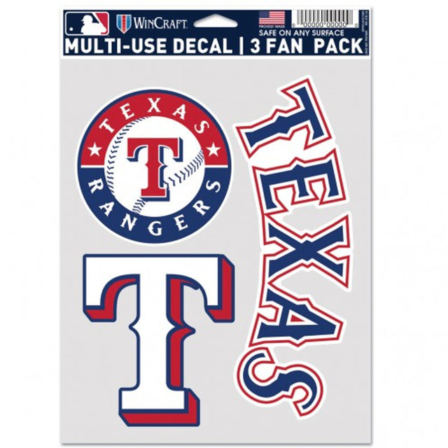 Paquete de 3 calcomanías multiusos para fanáticos de los Texas Rangers