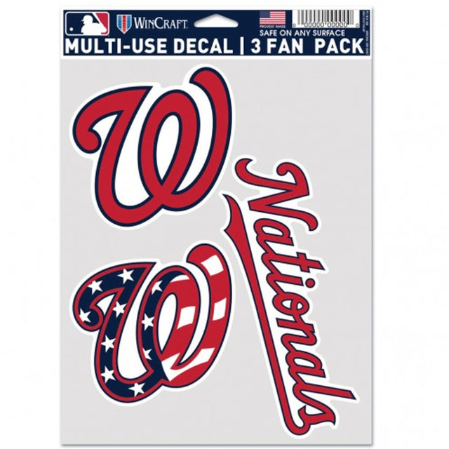 Paquete de 3 calcomanías multiusos para fanáticos de Washington Nationals