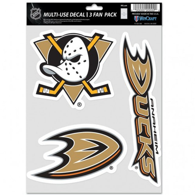 Paquete de 3 calcomanías multiusos para fanáticos de los Anaheim Ducks