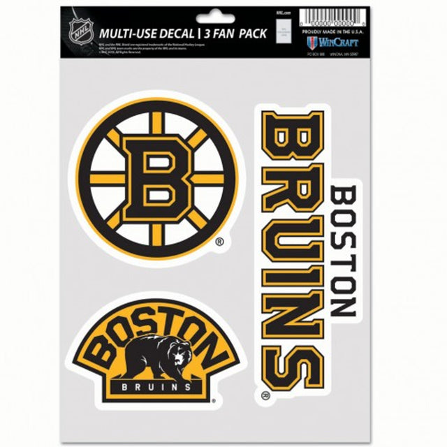 Paquete de 3 calcomanías multiusos para fanáticos de los Boston Bruins