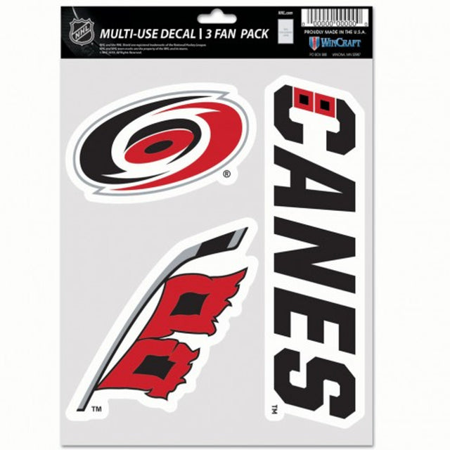 Paquete de 3 calcomanías multiusos para fanáticos de Carolina Hurricanes