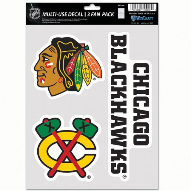 Paquete de 3 calcomanías multiusos para fanáticos de los Chicago Blackhawks