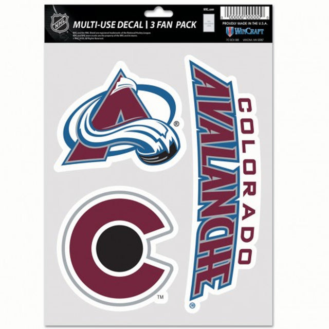 Colorado Avalanche Decal Multi Use Fan 3 Pack